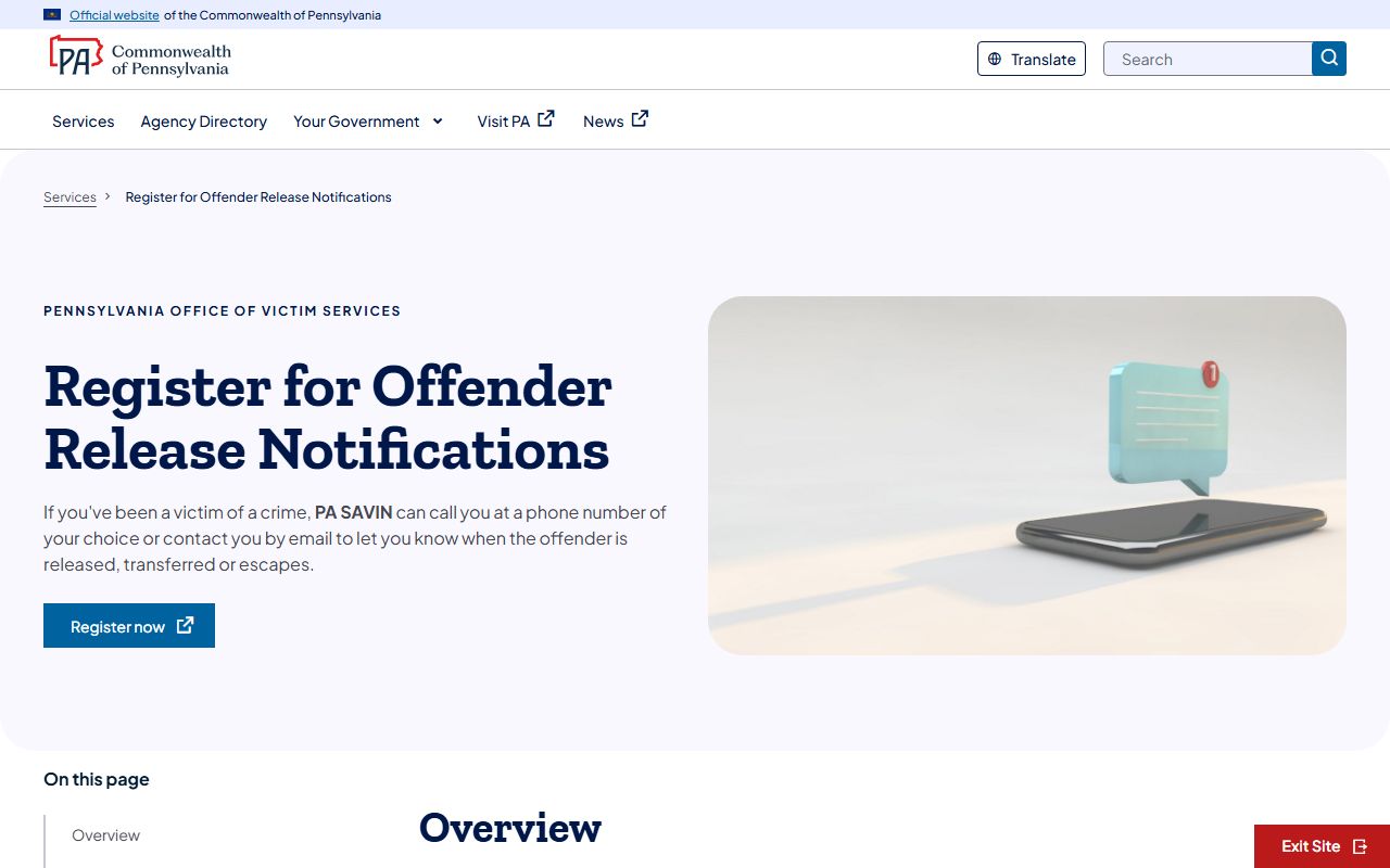 Lehigh County released inmates PA SAVIN release notification registration page