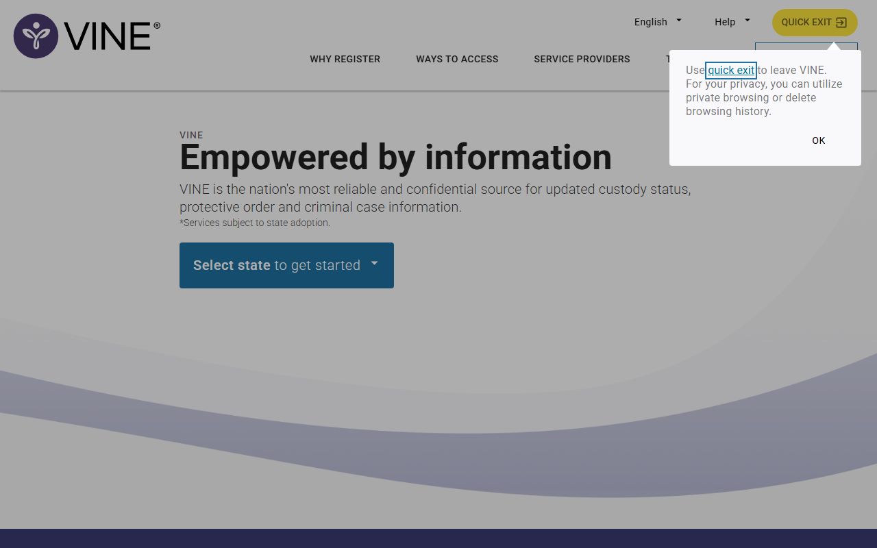 Lehigh County released inmates VINELink notification sign-up search screen
